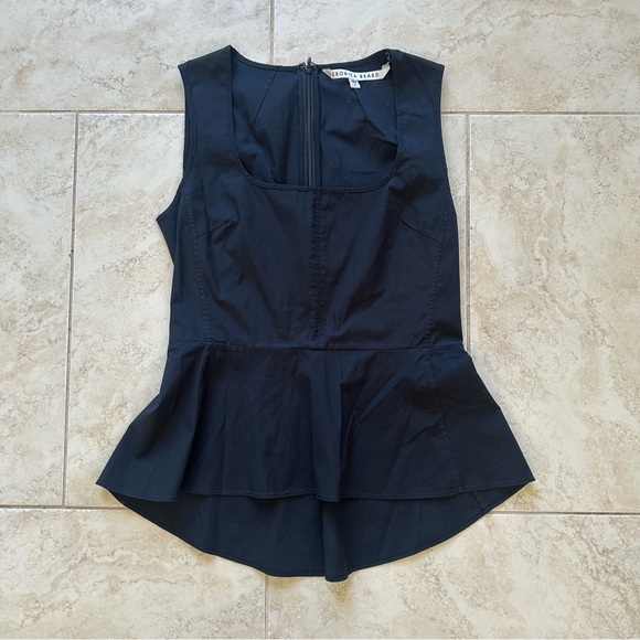 VERONICA BEARD Basso Black Peplum Sleeveless Shirt Blouse Top Professional - Picture 2 of 6